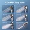 Oderra Pommeau de Douche Anti Calcaire, Pomme de Douche Haute Pression, 6 Modes De Jet, Filtration Triple Couche, Raccord Univer