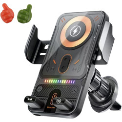 Support De Téléphone Rotatif Intelligent Et Chargeur sans Fil 2-en-1 pour Voiture, Sueean Support Telephone Voiture Magnetiqu, U