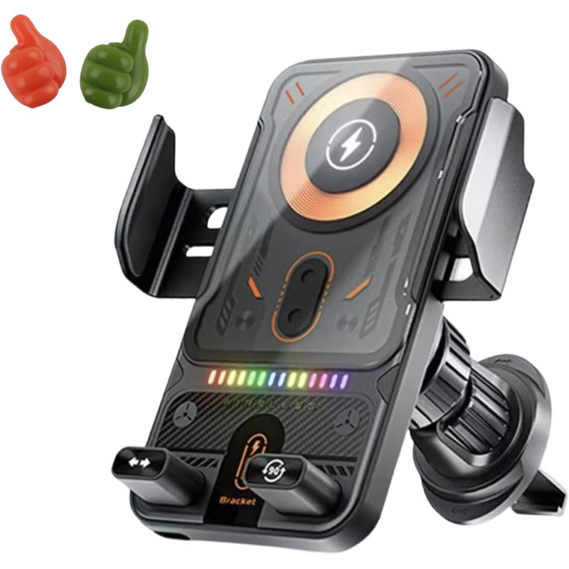 Support De Téléphone Rotatif Intelligent Et Chargeur sans Fil 2-en-1 pour Voiture, Sueean Support Telephone Voiture Magnetiqu, U
