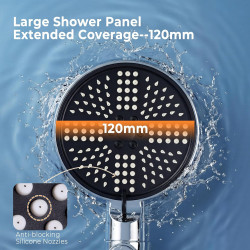 Oderra Pommeau de Douche Anti Calcaire, Pomme de Douche Haute Pression, 6 Modes De Jet, Filtration Triple Couche, Raccord Univer