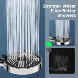 Oderra Pommeau de Douche Anti Calcaire, Pomme de Douche Haute Pression, 6 Modes De Jet, Filtration Triple Couche, Raccord Univer