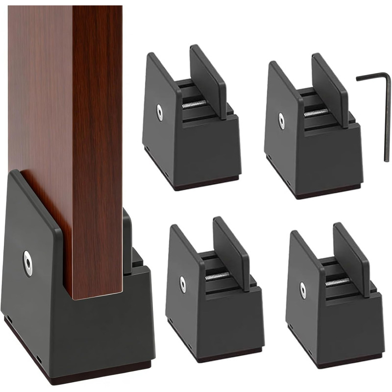 Rehausseurs de Meubles Réglables, Lot de 4 Rehausseurs de Meubles de 5 cm avec Pince à vis, pour Rehausseur de Meubles Carrés de