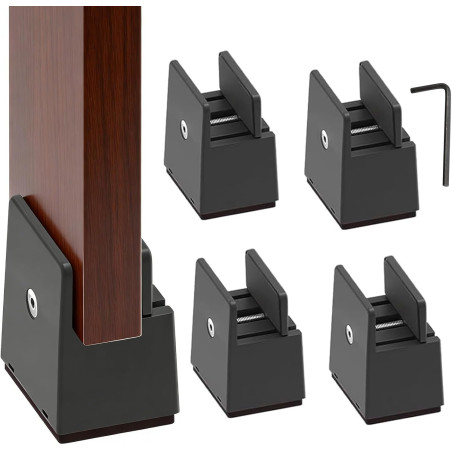 Rehausseurs de Meubles Réglables, Lot de 4 Rehausseurs de Meubles de 5 cm avec Pince à vis, pour Rehausseur de Meubles Carrés de