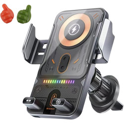 Support De Téléphone Rotatif Intelligent Et Chargeur sans Fil 2-en-1 pour Voiture, Sueean Support Telephone Voiture Magnetiqu, U