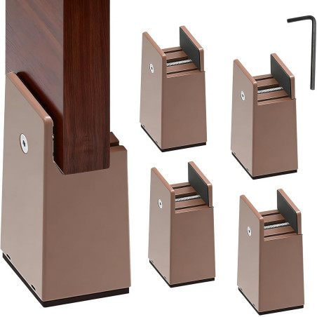 Rehausseurs de Meubles Réglables, Lot de 4 Rehausseurs de Meubles de 10 cm, avec Borne à vis, pour Rehausseur de Meubles Carrés 