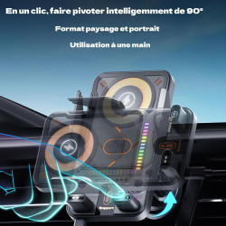 Support De Téléphone Rotatif Intelligent Et Chargeur sans Fil 2-en-1 pour Voiture, Sueean Support Telephone Voiture Magnetiqu, U