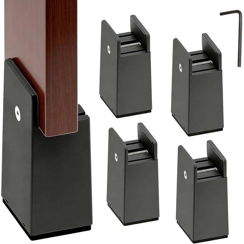 Rehausseurs de Meubles Réglables, Lot de 4 Rehausseurs de Meubles de 10 cm, avec Borne à vis, pour Rehausseur de Meubles Carrés 