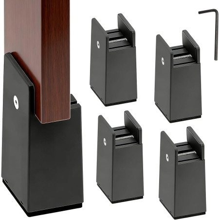 Rehausseurs de Meubles Réglables, Lot de 4 Rehausseurs de Meubles de 10 cm, avec Borne à vis, pour Rehausseur de Meubles Carrés 