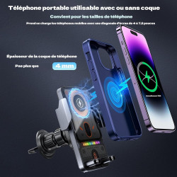 Support De Téléphone Rotatif Intelligent Et Chargeur sans Fil 2-en-1 pour Voiture, Sueean Support Telephone Voiture Magnetiqu, U