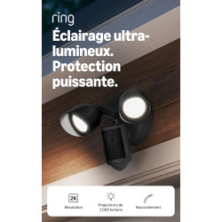 Ring Caméra Floodlight (Floodlight Cam), raccordée (nouvelle génération), Vidéo Retinal 2K grand-angle, Zoom amélioré x6, Projec