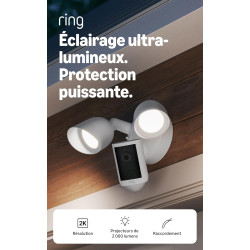 Ring Caméra Floodlight (Floodlight Cam), raccordée (nouvelle génération), Vidéo Retinal 2K grand-angle, Zoom amélioré x6, Projec