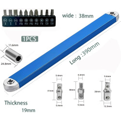 Clé D'extension Décalée,Angle Fix Pro Outil,Cle Extension Decalee Avec jeu d'embouts de tournevis,Adaptateurs Carrés de 1/2", 1/