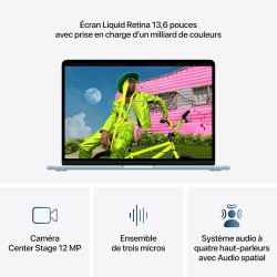Apple MacBook Air 13 Pouces Portable avec Puce M5 : Écran Liquid Retina 13,6 Pouces, Mémoire unifiée 16 Go, SSD 512 Go, Touch ID