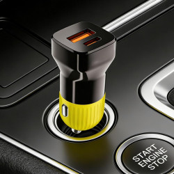 Chargeur de voiture rapide | 50 W en de zinc antidérapant | Adaptateur de voiture portable antidérapant pour téléphone, casque, 