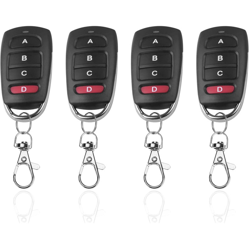 Telecommande Universelle Portail 433 Mhz, 4Pcs télécommande portail, Duplicateur de Porte de Garage Telecommande à 4 Boutons, Co