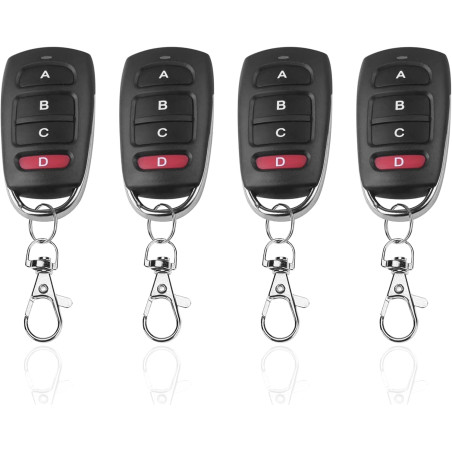 Telecommande Universelle Portail 433 Mhz, 4Pcs télécommande portail, Duplicateur de Porte de Garage Telecommande à 4 Boutons, Co