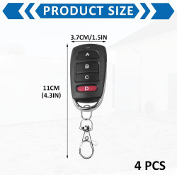 Telecommande Universelle Portail 433 Mhz, 4Pcs télécommande portail, Duplicateur de Porte de Garage Telecommande à 4 Boutons, Co