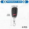 Telecommande Universelle Portail 433 Mhz, 4Pcs télécommande portail, Duplicateur de Porte de Garage Telecommande à 4 Boutons, Co
