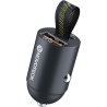 Mini Chargeur Voiture USB C 30W, Adaptateur Allume Cigare Rapide Métal Double Port PD & QC 3.0, avec Anneau de Tirage, Compatibl