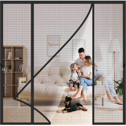 Moustiquaire Porte Double Rideau Magnétique 270x230cm Éloigne les mouches et moustiques tout en laissant entrer l'air frais pour