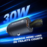 Mini Chargeur Voiture USB C 30W, Adaptateur Allume Cigare Rapide Métal Double Port PD & QC 3.0, avec Anneau de Tirage, Compatibl