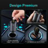 Mini Chargeur Voiture USB C 30W, Adaptateur Allume Cigare Rapide Métal Double Port PD & QC 3.0, avec Anneau de Tirage, Compatibl