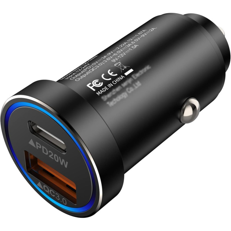 38 W USB C 12 V Adaptateur Allume-Cigare （PD&QC3.0 Chargeur Allume-Cigare ） pour iPhone 17 16 15 14 13 12 11 Pro Max Samsung Gal