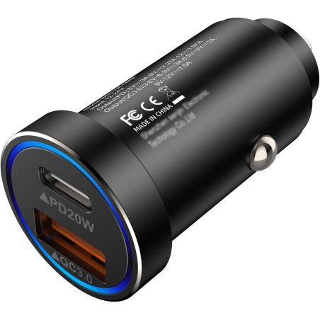 38 W USB C 12 V Adaptateur Allume-Cigare （PD&QC3.0 Chargeur Allume-Cigare ） pour iPhone 17 16 15 14 13 12 11 Pro Max Samsung Gal