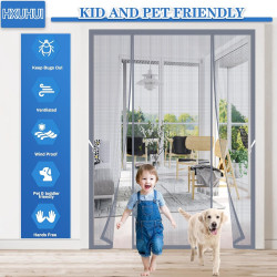 Porte Moustiquaire Magnétique Double Battant 270x230cm Très Dense Aimantée Rideau Anti Mouches et es Fermeture Automatique Sans 