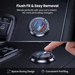 Chargeur Téléphone Voiture pour Renault R5 R4 Clio Kangoo Scenic Megane E-Tech Alliage d'aluminium, Double Port Charge Rapide, A
