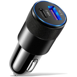 Laone Chargeur de voiture USB C à 2 ports 30 W avec PowerlQ 3.0 pour iPhone 16/15/14/13/12, Samsung Galaxy S23/S22/S21, iPad Pro