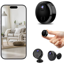 Mini Caméra de Surveillance WiFi 1080P Intérieur, Camera Intérieur et Extérieur sans Fil avec 2.4GHz WiFi, Vision Nocturne et Dé