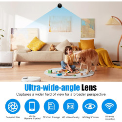 Mini Caméra de Surveillance WiFi 1080P Intérieur, Camera Intérieur et Extérieur sans Fil avec 2.4GHz WiFi, Vision Nocturne et Dé