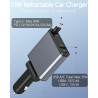 Thlevel 51W Chargeur de Voiture Rétractables USB C Aumen-Cigare avec Rétractables Câble 3 in 1 pour 12V/24V Caravane Camping-Car