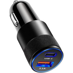 UncleS Adaptateur de chargeur de voiture USB C 2 ports rapide 3 1 a téléphone cigarette briquet chargeur de voiture portable