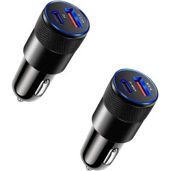 UncleS Adaptateur de chargeur de voiture USB C 2 ports rapide 3 1 a téléphone cigarette briquet chargeur de voiture portable