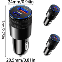 UncleS Adaptateur de chargeur de voiture USB C 2 ports rapide 3 1 a téléphone cigarette briquet chargeur de voiture portable