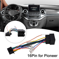 Câble adaptateur ISO 16 broches pour autoradio Pioneer DEH/MVH, câblage de 185 mm avec cuivre étamé, noir, câble de connexion et