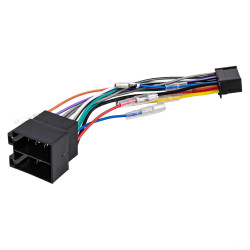 Câble adaptateur ISO 16 broches pour autoradio Pioneer DEH/MVH, câblage de 185 mm avec cuivre étamé, noir, câble de connexion et