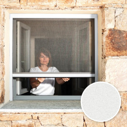 Avosdim Store moustiquaire fenêtre Alu Luxe - H220 x L150cm recoupable - Blanc texturé 9010 - Protection contre les insectes