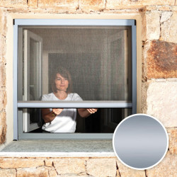 Avosdim Store moustiquaire fenêtre Alu Luxe - H220 x L125cm recoupable - Argent - Protection contre les insectes