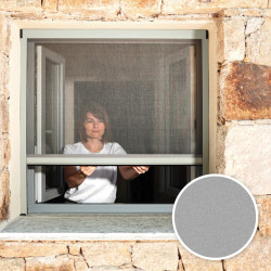 Avosdim Store moustiquaire fenêtre Alu Luxe - H160 x L150cm recoupable - Gris texturé 7038 - Protection contre les insectes