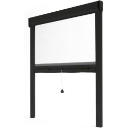 Avosdim Store moustiquaire fenêtre Alu Luxe - H160 x L125cm recoupable - Noir texturé 9005 - Protection contre les insectes