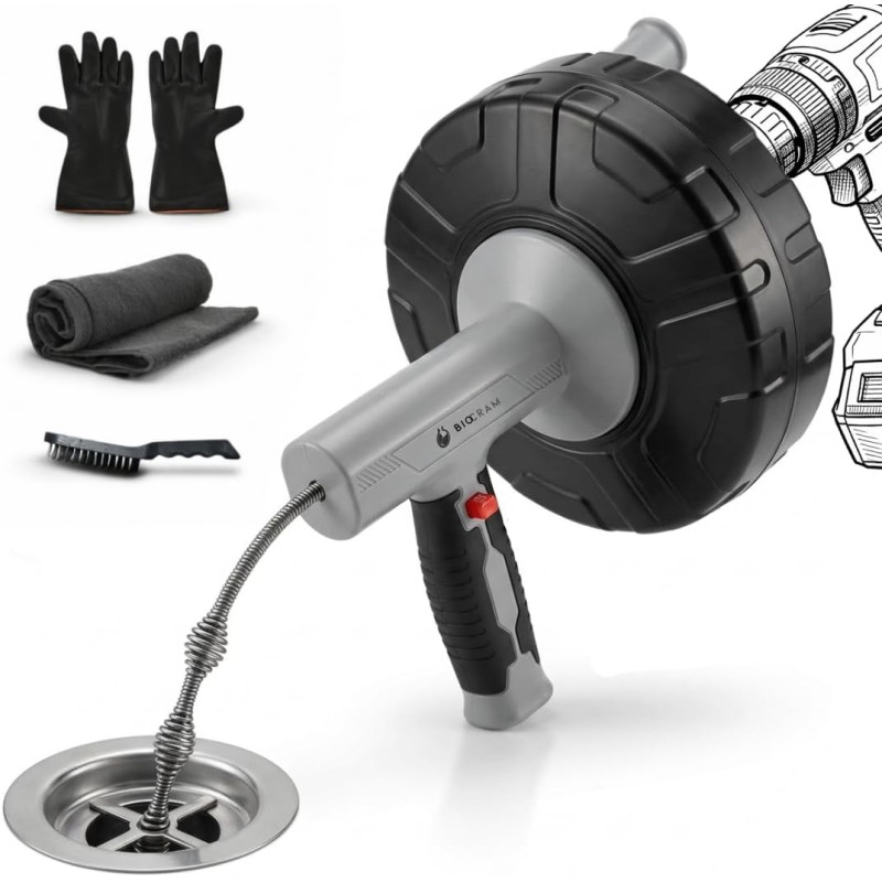 Furet Déboucheur Canalisation 10 m Professionnel – Furet Plomberie avec Câble et Ressort en Acier Flexible pour Évier, Douche et