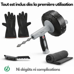 Furet Déboucheur Canalisation 10 m Professionnel – Furet Plomberie avec Câble et Ressort en Acier Flexible pour Évier, Douche et