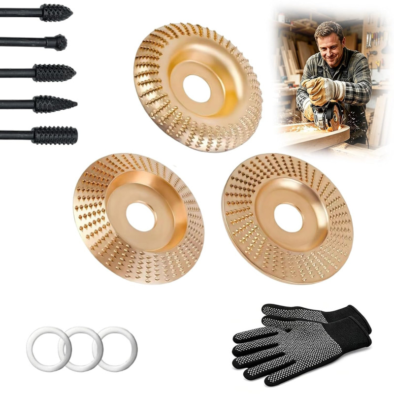 Disque de polissage pour meuleuse d'angle, kit de disques robustes pour sculpture sur bois, meule en carbure de tungstène pour l