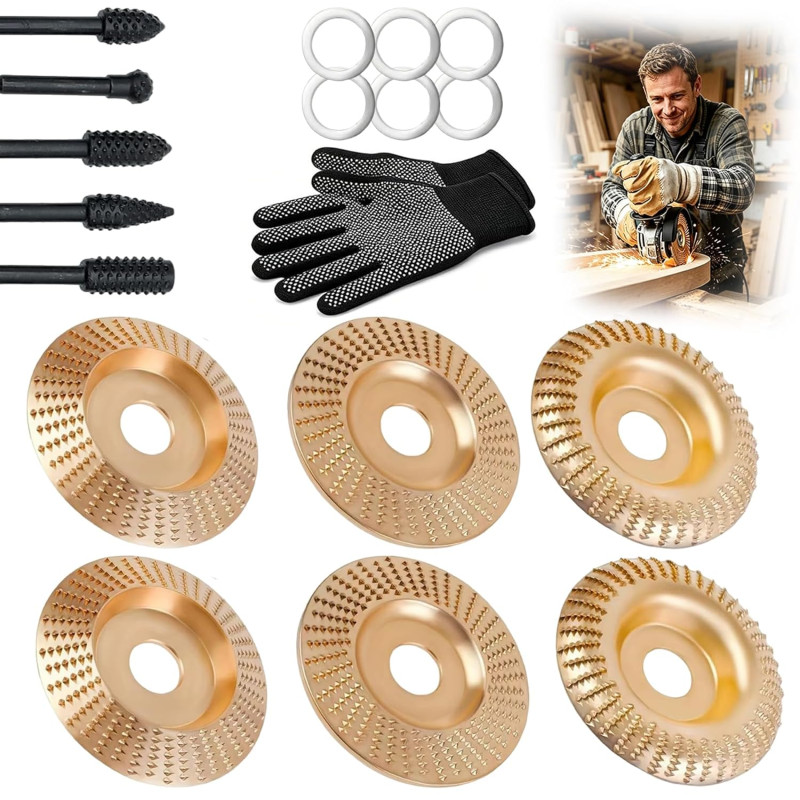 Disque de polissage pour meuleuse d'angle, kit de disques robustes pour sculpture sur bois, meule en carbure de tungstène pour l