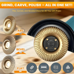 Disque de polissage pour meuleuse d'angle, kit de disques robustes pour sculpture sur bois, meule en carbure de tungstène pour l
