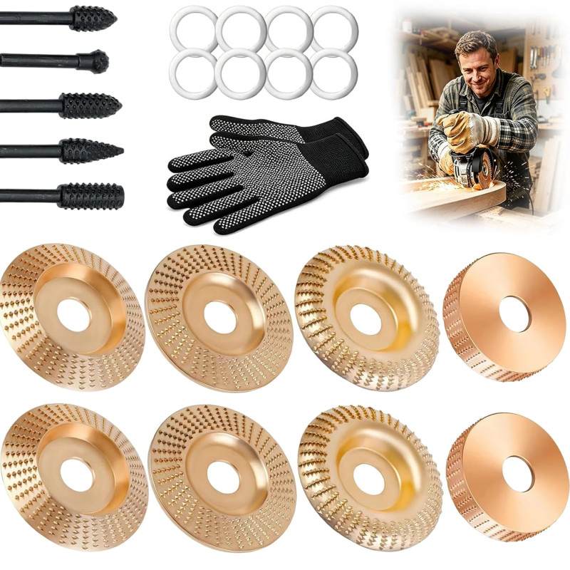 Disque de polissage pour meuleuse d'angle, kit de disques robustes pour sculpture sur bois, meule en carbure de tungstène pour l