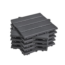 Sobuy Set de 15 Pièces Dalles Terrasse Exterieur Caillebotis Exterieur Revetement de Sol Système Clipsable pour Balcon et Terras
